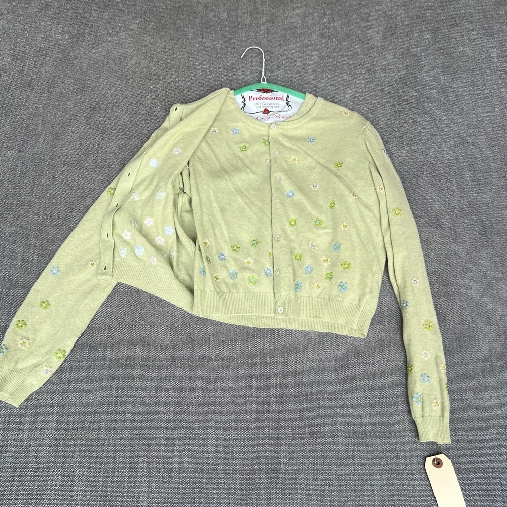 Versus Gianni Versace 2-Piece Twinset Cardigan & Top Womens 26/40 Green Floral